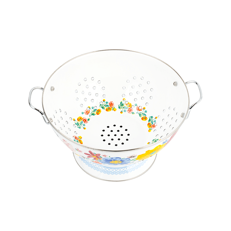 Vintage emaljfruktkorg